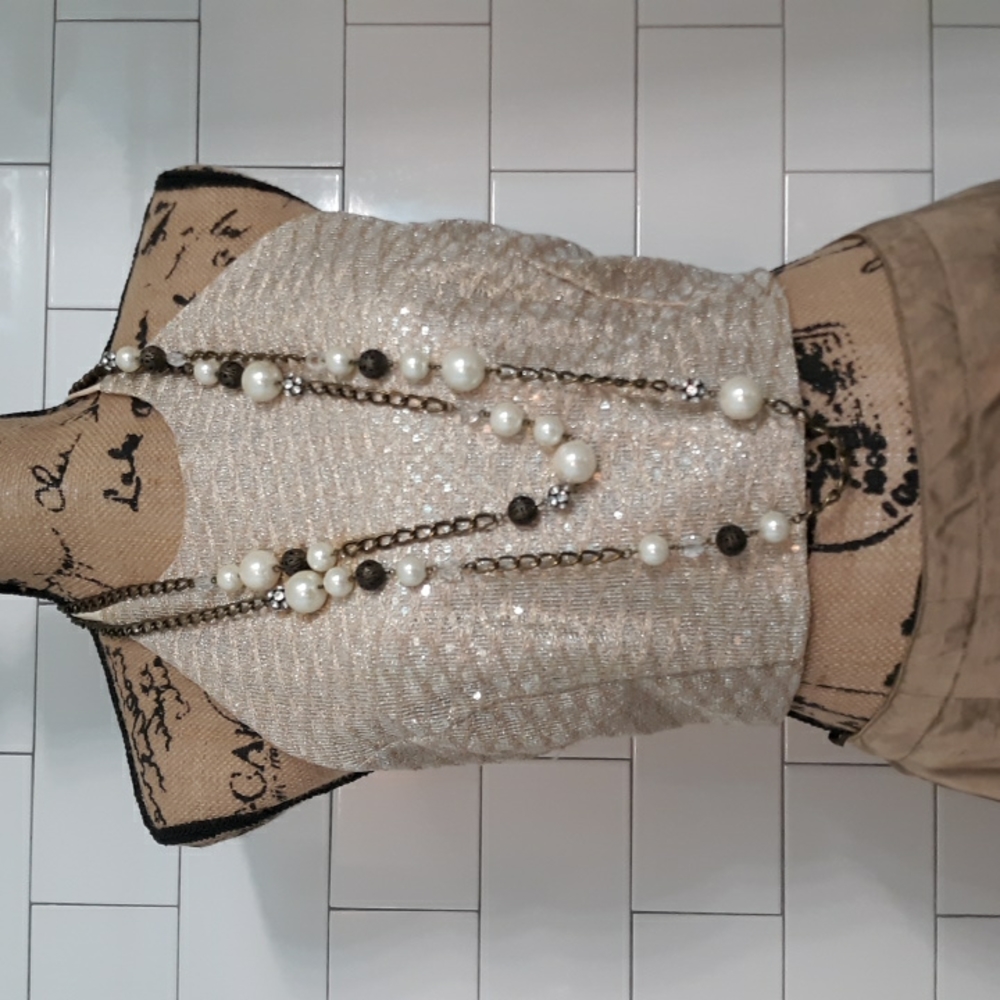 Scott McClintock gold and silver halter crop top